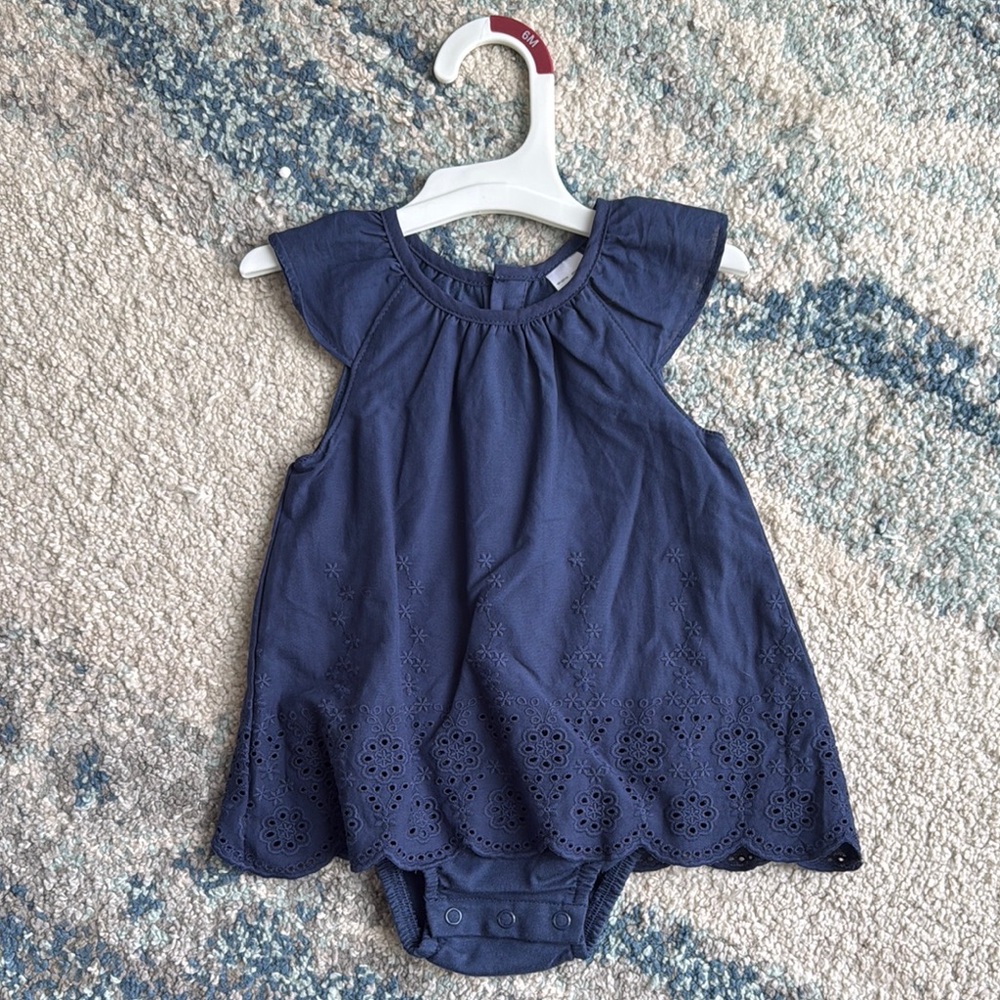 Baby Girl 6 months Blue Eyelet Dress